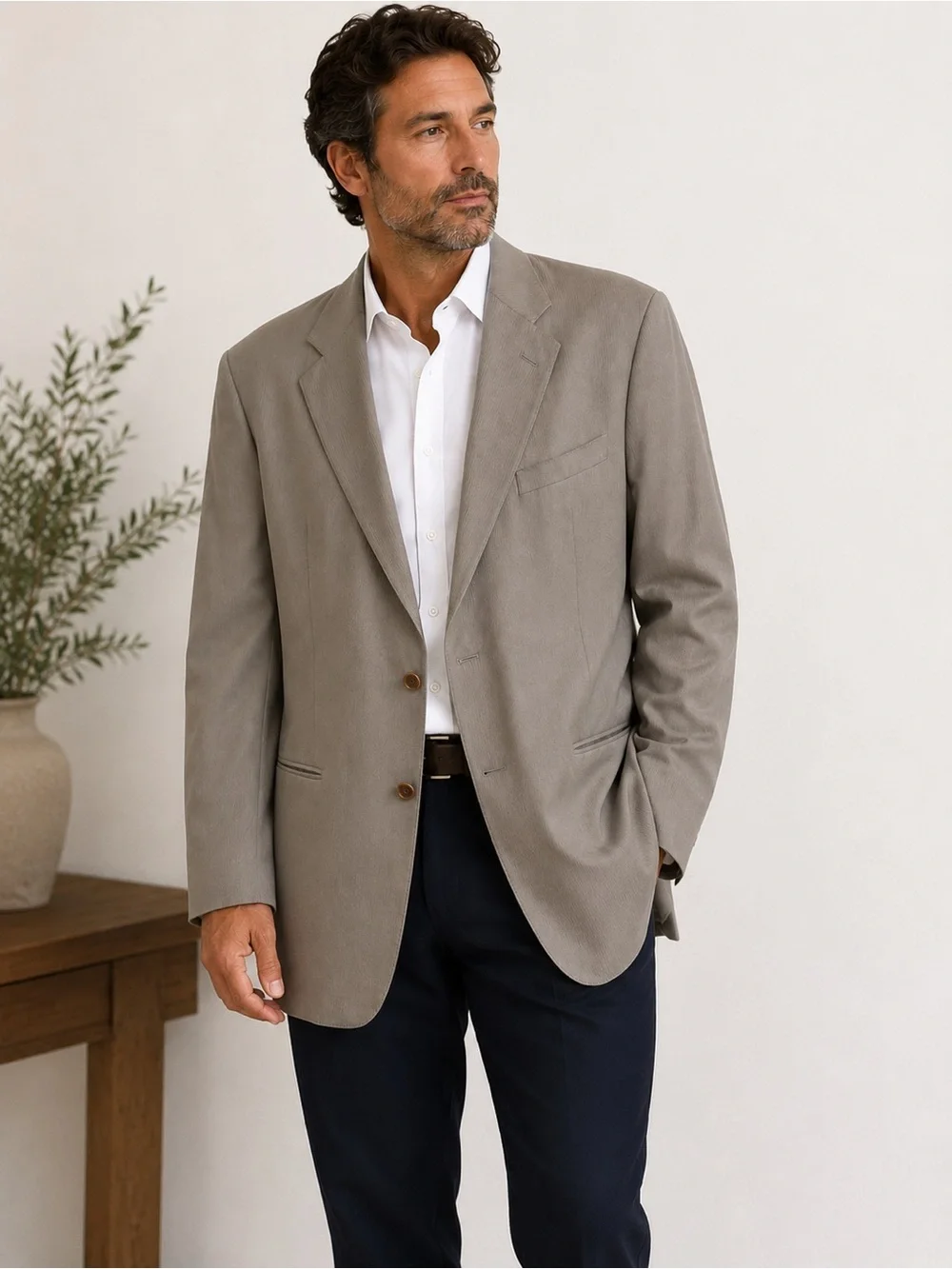 Armani Collezioni Made in Italy Wool Blazer Gray Mens Est 38 Vintage